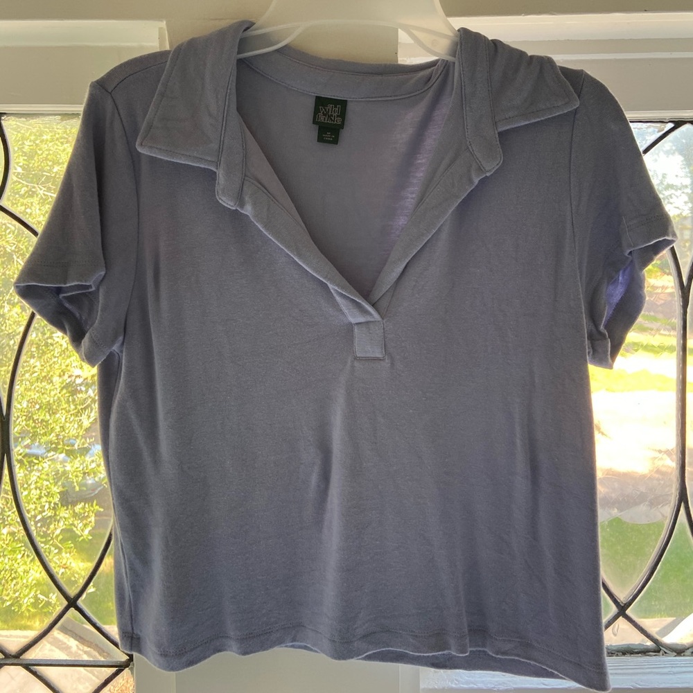 Blue semi-cropped top